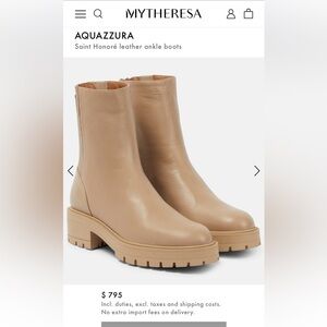 Aquazzura - Saint Honoré leather ankle boots beige